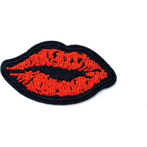 Lips Size:2.8x5cm DIY Badge Patches Clothing Cute Cartoon Patch Fabric Sewing Embroidered Applique Jacket Jeans Clothing Badges