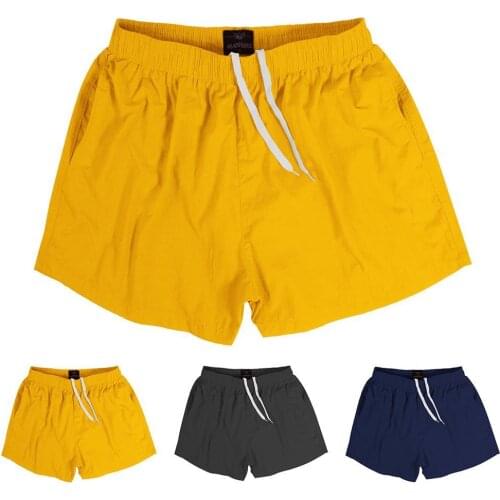 Summer Solid Color Men Shorts Quick Drying Elastic Drawstring Beach Swim Trunks Men Shorts Sport Gym Short Pants