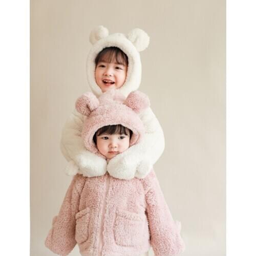 Girls Warm Hooded Coats 2020 New Baby Winter Clothing Children Thickened Double-Sided Fleece Outerwear