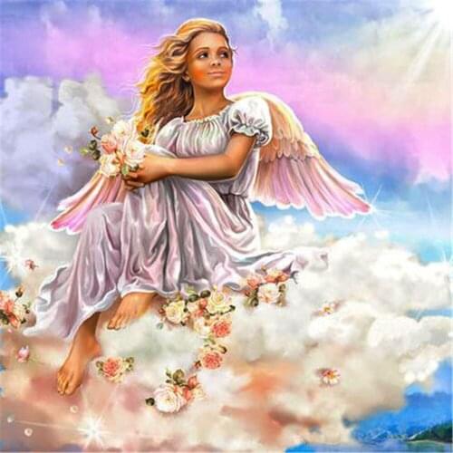 Angel Girl Printed Fabric 11CT Cross-Stitch Embroidery Full Kit DMC Threads Knitting Painting Needlework Handiwork Gift