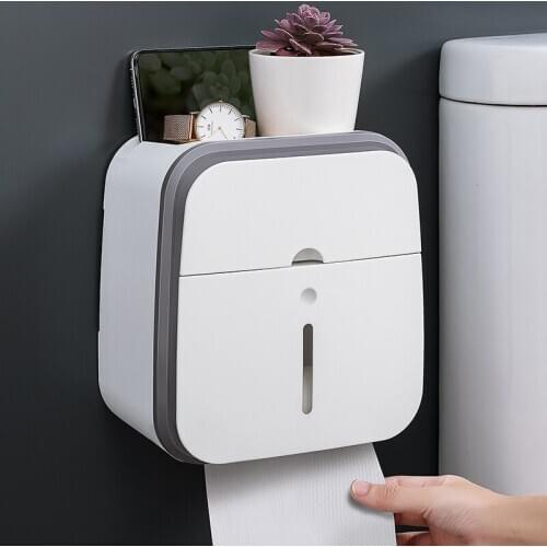 Toilet Paper Roll Holder Paper Towel Holder Wall Mounted Toilet Roll Paper Stand Case Waterproof Bathroom Storage Tissue Box