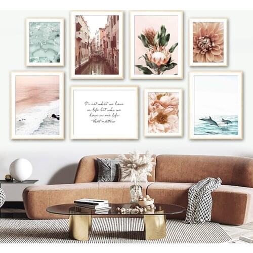 Venice Peony Dahlia Imperial Flower Sea Wall Art Canvas Painting Nordic Posters And Prints Wall Pictures For Living Room Decor