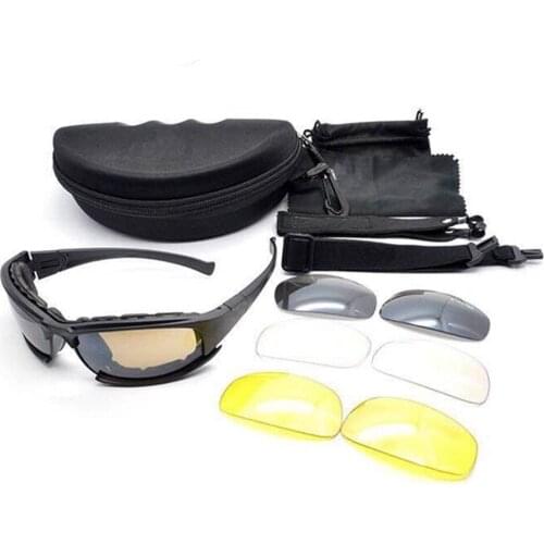 Military Tactical X7 Goggles 4 Lens Motorcycle Riding Glasses Men Shooting Hiking Eyewear UV400
