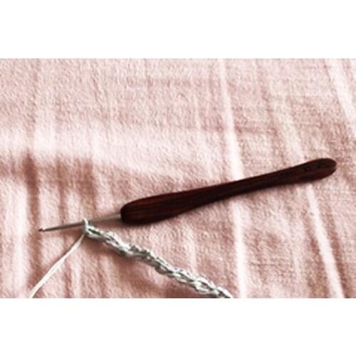 Red Sandalwood Crochet Hook with Wooden Handle Handmade Stainless Steel Needles to Make Knitting Tools