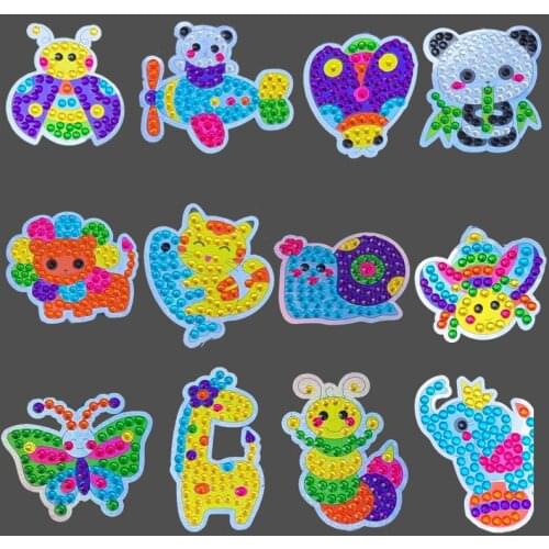 High Quality Diamond Painting Stickers Kids With Big GEM Diamonds Painting By Number PVC Laser Cartoon Stickers