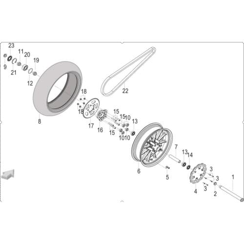 Rear wheel rear brake disk rear chain procket chain page of Benelli TNT300 BN302