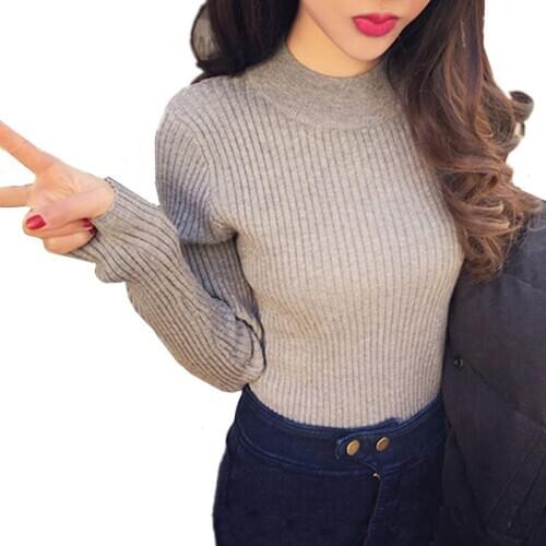 ZC1181 autumn winter 2020 new Korean version half-high neck long-sleeve womens fashion slim knit sweater cheap wholesale