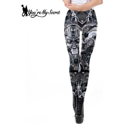 [You're My Secret] Fashion Steampunk Leggings Plus Size Women Clothing Slim Sexy Winter Womens Pants Mid-Waist Fitness Leggings