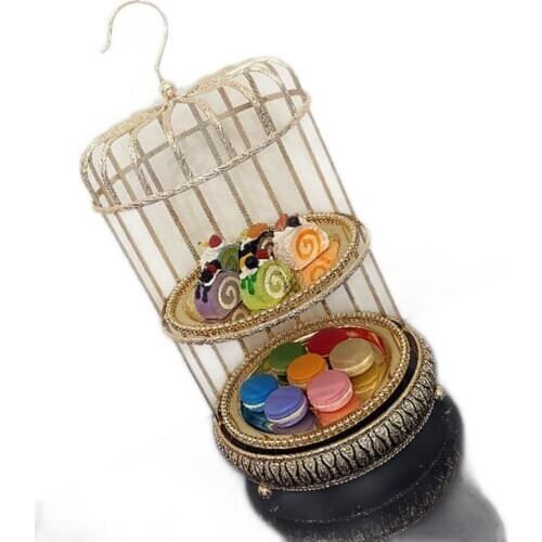 Gold storage racks cake stands birdcage shape Tableware home decoration corner shelf dessert display frame