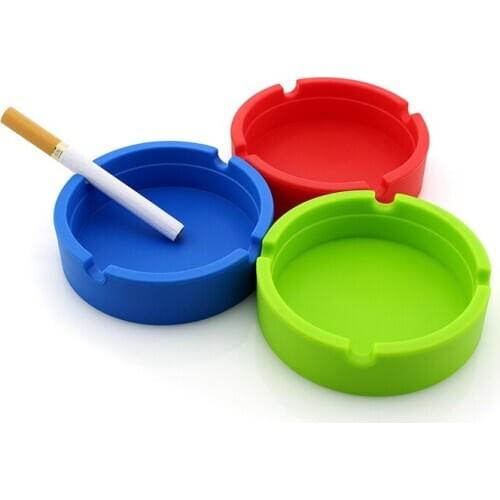 1Pc Portable Ashtray Silicone Cigarette Smoking Bedroom Smoke Bin Cigarette Cigar Pipe Round Ashtray Ash Tray Holder