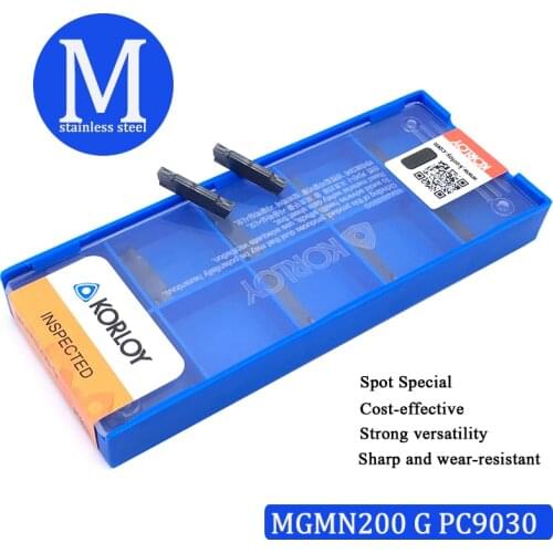 10Pcs 100% Original Lathe Tool MGMN200 G PC9030 Slotted Carbide Blade CNC Metal Turning Tools MGMN 200 For Steel Slotting Tool