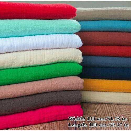 100*130cm Double Layer Pleated Cotton Gauze Fabric Soft Crepe Fabric Baby Blanket Sewing Fabric Clothes / Sleepwear / Skirts