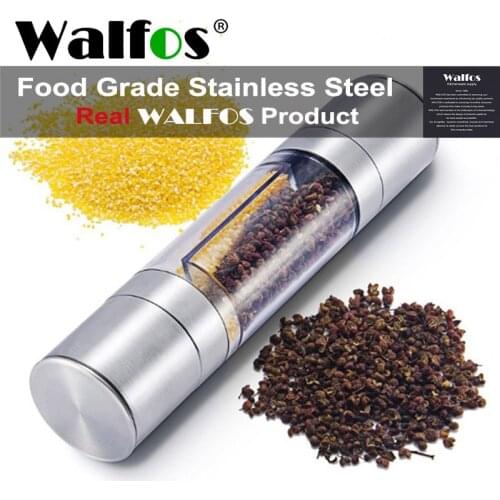 WALFOS Pepper Grinder 2 In 1 Stainless Steel Manual Salt Pepper Mill Seasoning Kitchen Tools Grinding For Cooking Restaurants