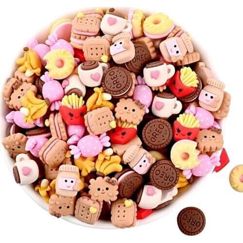 20 -100Pcs Cartoon Resin Miniatures Chips Doughnuts Cookies DIY Craft Scrapbook Phone Shell Patch Brooch Food Toys Accessories