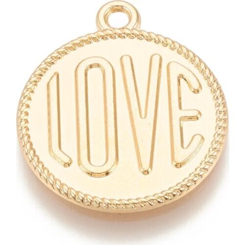 20pcs/lot Alloy Pendants Enamel Settings Flat Round with Love Enamel Charm Pendant Necklace DIY Bracelet Jewelry Making Handmade