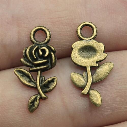 20pcs Charms Jewelry Findings DIY Accessories Flower Pendant Antique Bronze Plated 0.8 inch (21mm)
