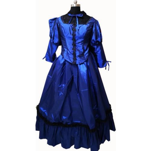 2020 New blue victorian Halloween Cosplay dress Colonial Georgian Renaissance Gothic Historical dress D-354
