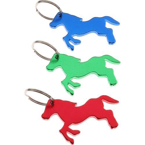 3 Pcs Horse Pattern Bottle Opener Key Ring Keychain Bag Pendent Novelty Gift