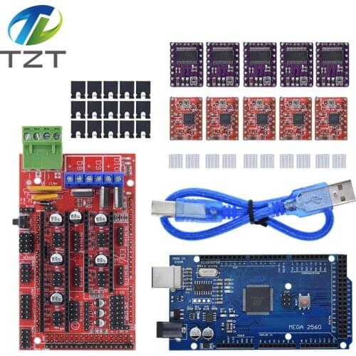 3D Printer Mega 2560 R3 + RAMPS 1.4 control panel+ 5pcs A4988 or DRV8825 Stepper Motor Drive for 3D printer kit for arduino kit