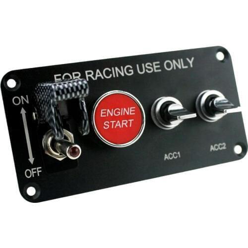 4-Gang Car 12V 20A Ignition Engine Toggle Switch with Cover Aluminum Panel