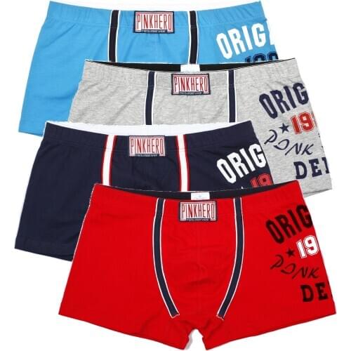 4pcs Pink Heroes High-Quality Male Panties European And American Style Men Underwear Cotton Men Boxer Shorts Gay cuecas cool
