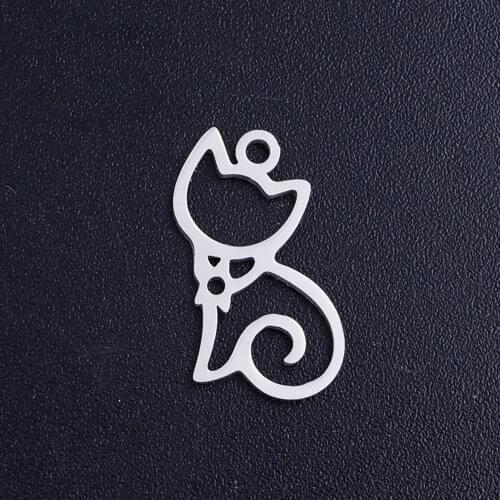 5pcs/lot Cute Kitty Cat Stainless Steel Jewelry Pendant DIY Charms Wholesale Never Tarnish High Polished OEM Order Accepted