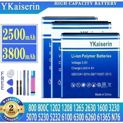 Phone Battery BL-4C BL-5C BL-4B BL-5B BL-5J BV-5JW For Nokia 6100 6300 6260 6136S 2630 5070 C2-01 BL 4C BL 5C BL5C Batteria