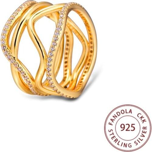 Shine Swirling Lines Ring femme 925 Sterling Silver Wedding Rings for Women Original Fashion Jewelry anillos Free Shipping