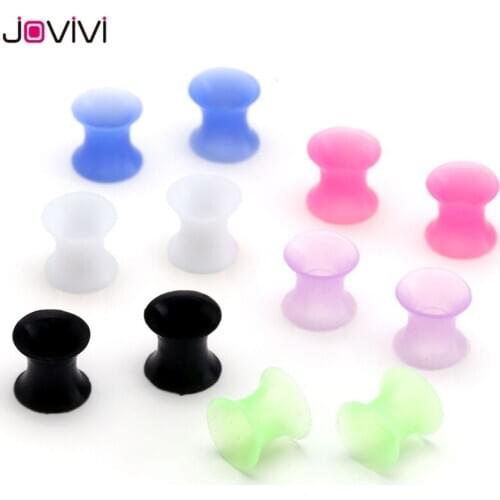 Jovivi 6mm Silicone Flexible Ear Flesh Tunnel Soft Gauge Plugs Piercing Ear Stretcher Expander Hollow Ear Piercing Jewelry 2Ga