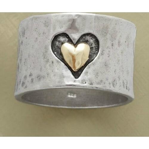 Antique Womens 925 Sterling Silver Heart Ring Ladies Engagement Wedding Rings Fashion Jewelry Size 5-11