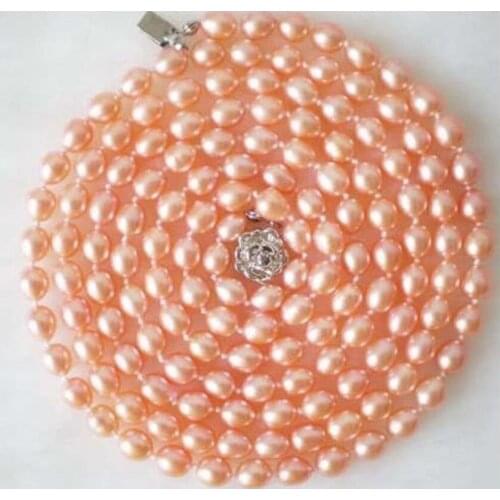 Beautiful!pink cultured pearl necklace 48">>>girls for women jewerly Free shipping