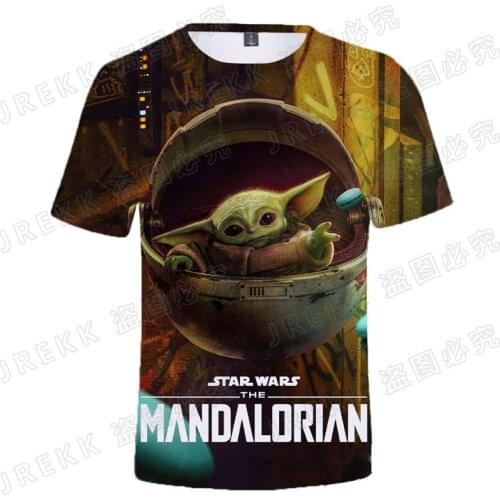 Oversized T-shirt 3D Print Star wars The Mandalorian Boba Fett Baby Yoda Male Tops Fashion Boy Girl Kids Short Sleeve Shirt
