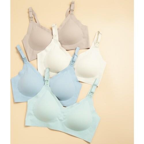 Hot Selling Women Front Open Button Breastfeeding Bras One-piece Convenient Feeding Pregnancy Maternity Nursing Bra