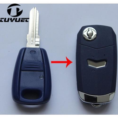 Modified Folding Flip Remote Key Shell Case 1 Button for Fiat With Uncut Blade GT15R