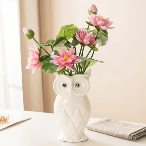 Cartoon Ceramics Animal Head Flower Pot Living Room Desktop Flower Arrangement Owl Art Vase Wedding Vases for Table Decorations