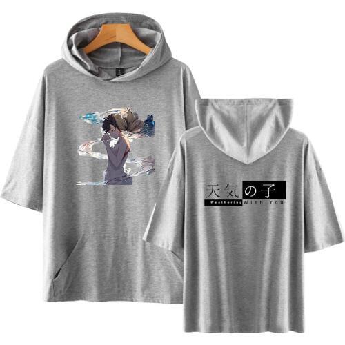 Son of the weather short sleeve fucus printed men HoodedTshirt casual o-neck loose harajuku summer T shirt for men tops tees