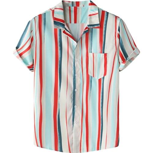 2021 Fashion Mens Short Sleeve Summer Pure Cotton Summer Shirt Printing Casual Mens Short Sleeve Shirt Lapel Top Fast shipping