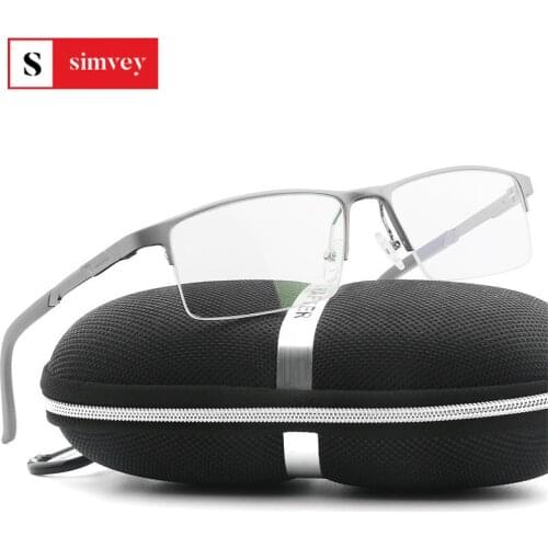 Simvey Men Prescription Glasses Square Half Frame Myopia Eyeglasses Frame Male Business Style Frames Old Men Optical Glasses