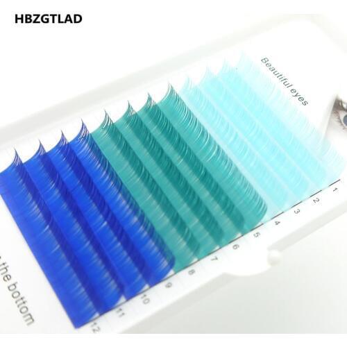 HBZGTLAD C/D curl 0.07/0.1mm 8-15mm false lashes blue+green+Royal blue eyelash individual colored lashes Faux eyelash extensions