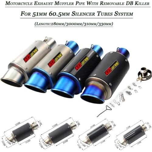 Motorcycle Exhaust Muffler Tip Pipe With Removable DB Killer Silp on For 38-51mm 60.5mm 61mm Diameter Silencer Refit System