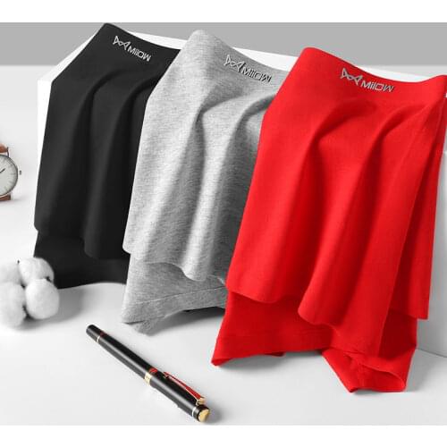 MiiOW Underwear Mens Flat Angle Pure Cotton Antibacterial Autumn Winter Loose Breathable Personality High-end Trend Boxer Pants