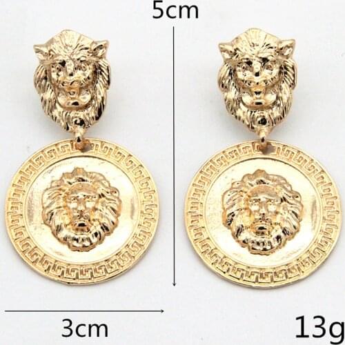 New fashion embossed lion head metal earrings exaggerated baroque totem retro style earrings earrings ladies earrings