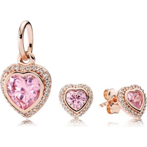 NEW CPPO 100% 925 Sterling Silver SPARKLING LOVE ROSE GIFT Bead SET fit charms original Bracelets jewelry A Set