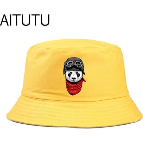 Cool panda bucket hats men reversible cotton sun bob cap comfortable fisherman hat panama Bucket Hat Casual Visor Caps Outdoor
