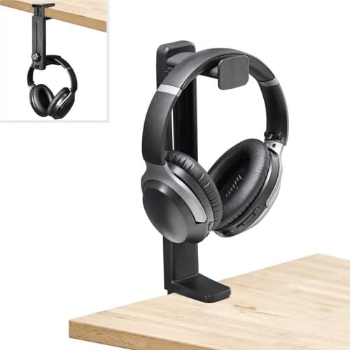Neetto HS906 Headphone Stand & Hanger 2 in 1, Above & Under Desk Gaming Headset Holder Mount Hook--Black