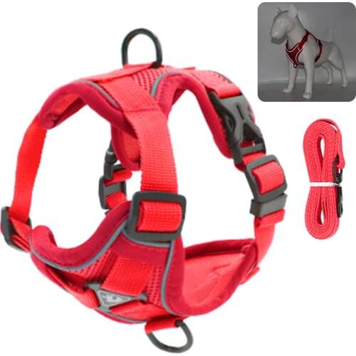 Adjustable Nylon Dog No Pull Reflective Safety Harness For Small Medium Large Dogs Vest Dog Harness and Leash Set Puppy