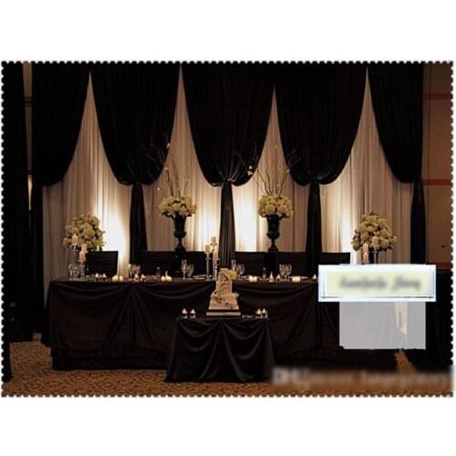 Luxury Black Wedding Backdrop 10ftx20ft stage decoration banquet party stage curtain Event Decor