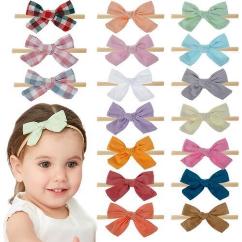 Floral Baby Haedband Bow Kids Nylon Hairband For Girls Elastic Headbands Spring Summer Head Band Cotton Linen Hair Accessories