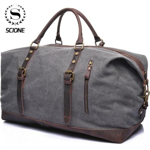 Scione Leisure Canvas HandBag Outdoor Travel Bag Large Capacity Mens and Womens Luggage Bag Hand Bag Portable Diagonal Package