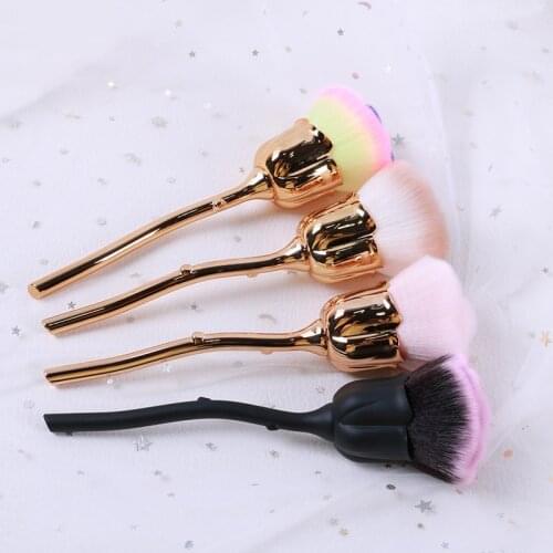 Nail Dust Brush Manicure Rose Soft Clean Dust Powder Foundation Cosmetics Tool UV Gel Nail Art Polish Dust Remove Nylon Brush